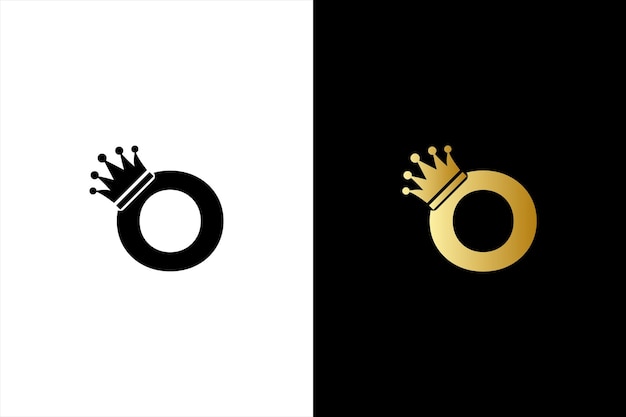 letra inicial O logotipo de la corona rey real marca empresa logotipo diseño vector plantilla