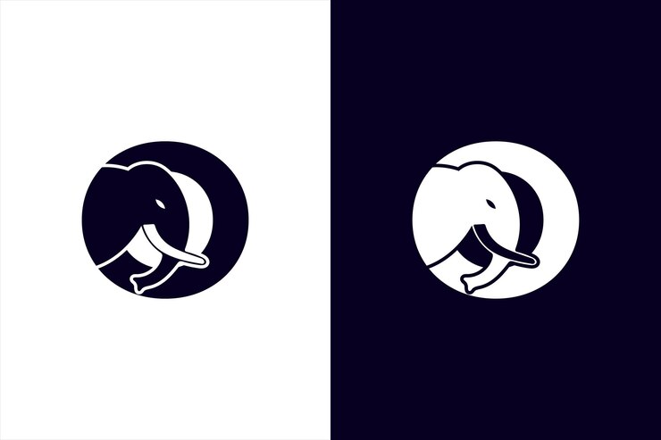 Letra inicial O con logotipo de vector abstracto de elefante. Diseño moderno del logotipo del alfabeto de la letra O del elefante