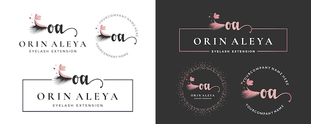 Vector letra inicial oa o lash eyebrow lashes colección de diseño de logotipo de extensión de pestañas para branding