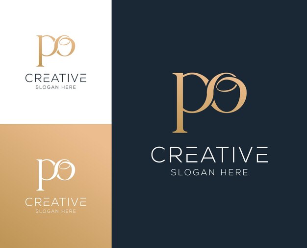 La letra inicial OP Ilustración vectorial del diseño del logotipo de la PO