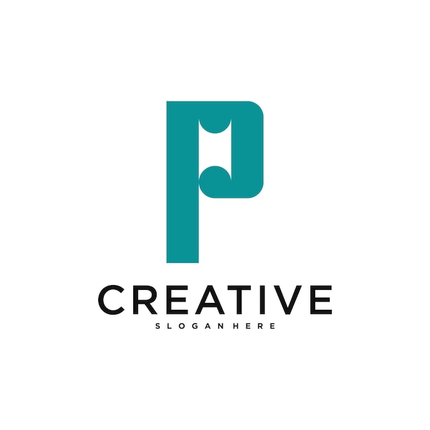 La letra inicial P del logotipo es el diseño conceptual abstracto de Premium Vector