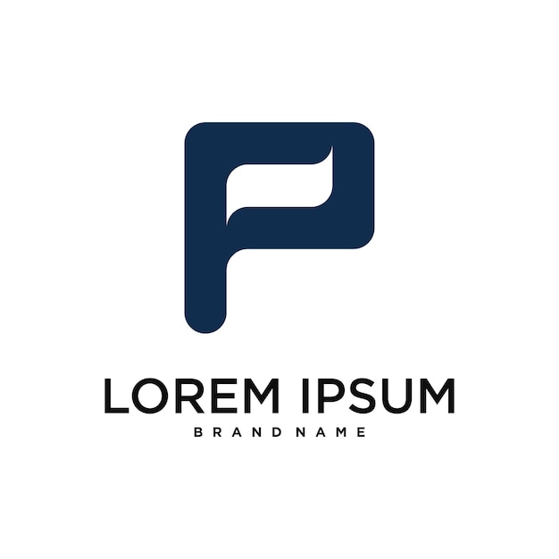 La letra inicial P del logotipo es el diseño conceptual abstracto de Premium Vector