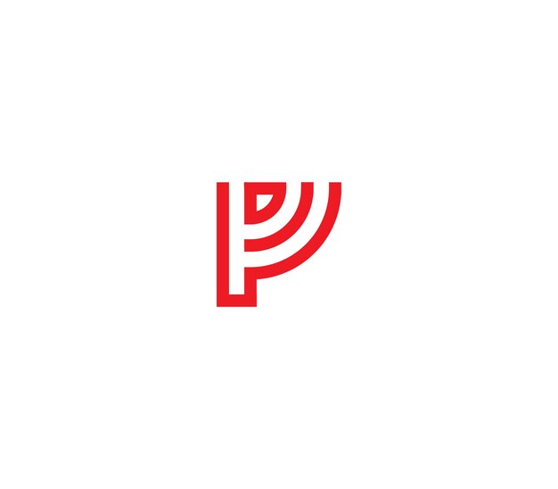 La letra inicial P con el signo de señal, el logotipo, la marca, la identidad, el diseño del logotipo.