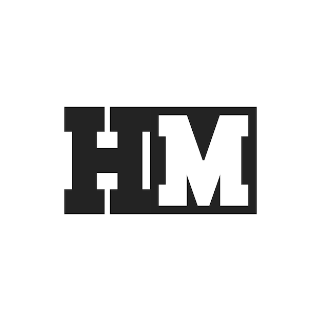 La letra inicial de la plantilla de diseño del logotipo HM