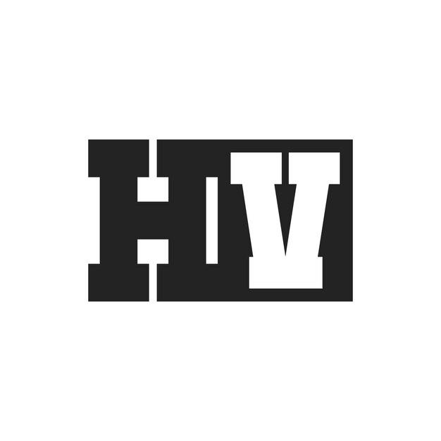 La letra inicial de la plantilla de diseño del logotipo HV