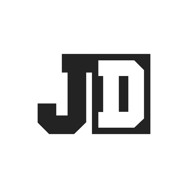 La letra inicial de la plantilla de diseño del logotipo JD