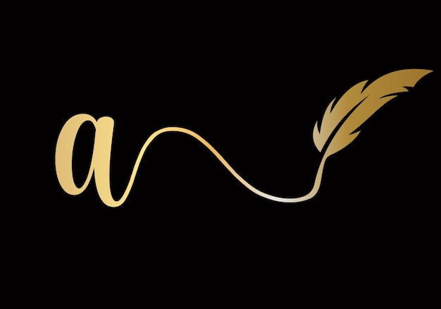 La letra inicial A La pluma El diseño del logotipo La plantilla vectorial El símbolo de la pluma