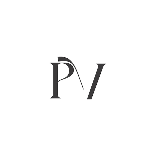 La letra inicial PV Diseño del logotipo Signo de símbolo moderno creativo sobresaliente