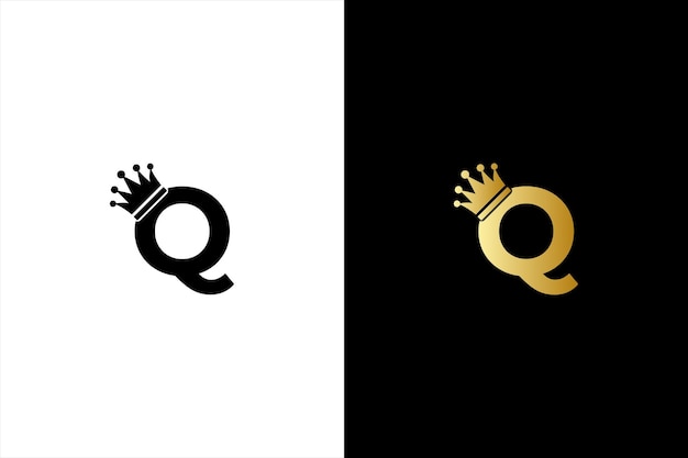 Letra inicial q corona logotipo rey real marca empresa logotipo diseño vector plantilla