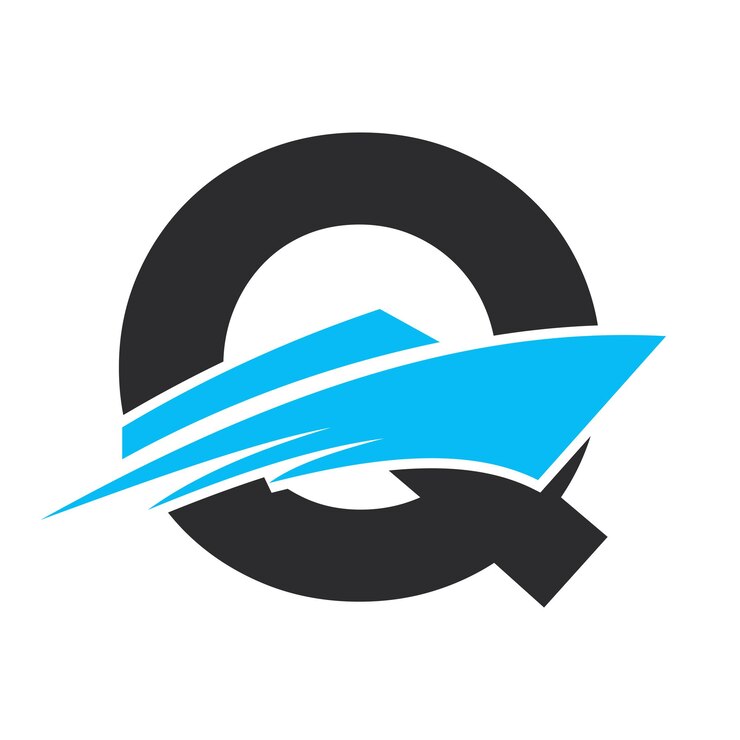 Vector la letra inicial q logotipo del barco para el signo de yate template de vector de símbolo marítimo