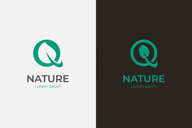 Vector letra inicial q logotipo de marca natural con diseño de elemento de símbolo de icono de hoja