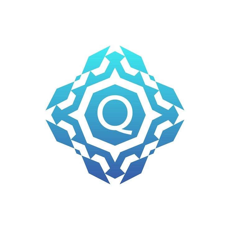 Vector letra inicial q logotipo de patrón cuadrado decorativo ornamental