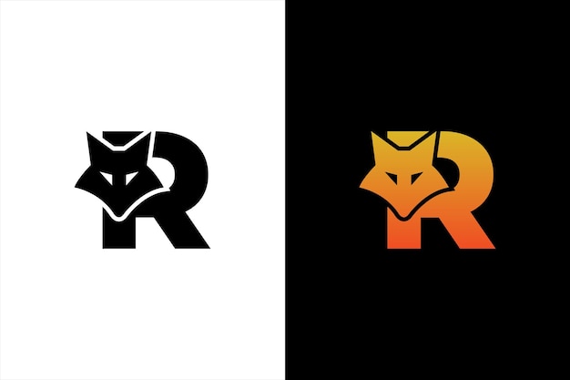 Letra inicial R con diseño de logotipo de Fox Logotipo de letra R de Fox con plantilla de diseño animal