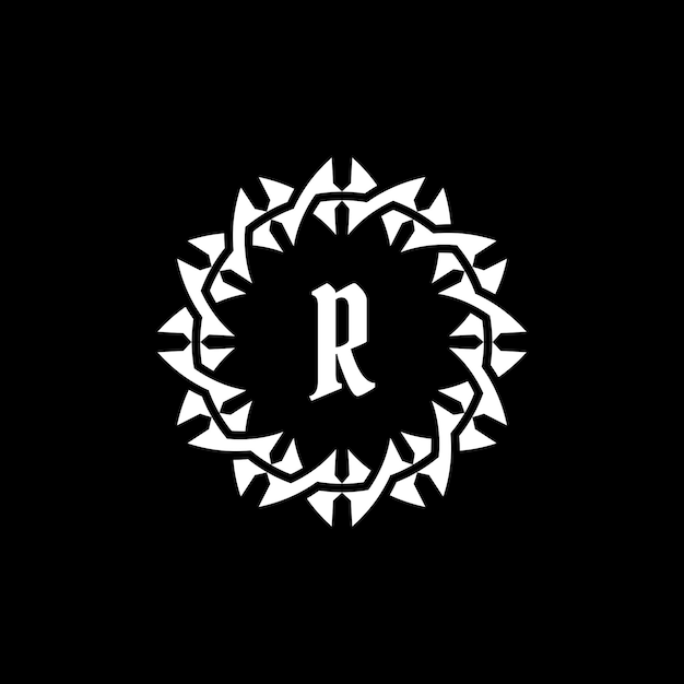 La letra inicial R es el logotipo del marco de círculo de borde ornamental.