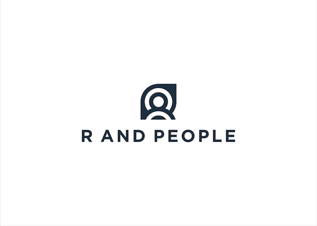 La letra inicial R con la ilustración vectorial del diseño del logotipo de las personas