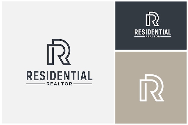 Letra inicial R RR Monograma con diseño de logotipo clásico simple de línea conectada