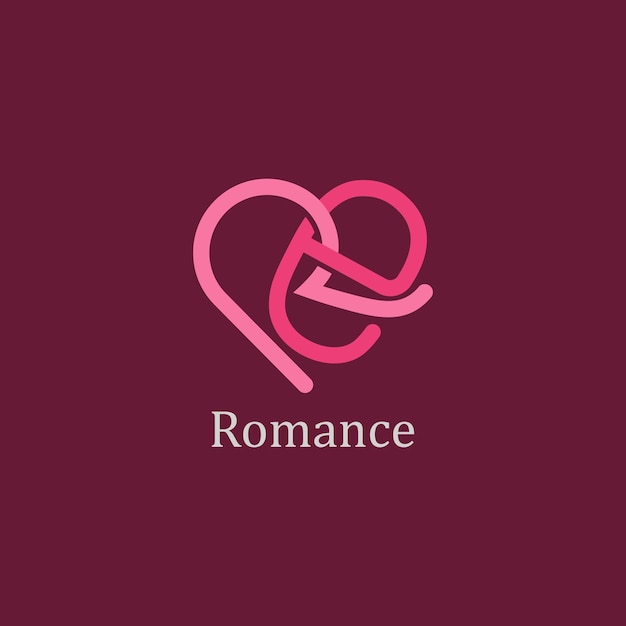 Letra inicial RE línea de corazón concepto de diseño del logotipo RE monograma símbolo de amor signo icono logotipo