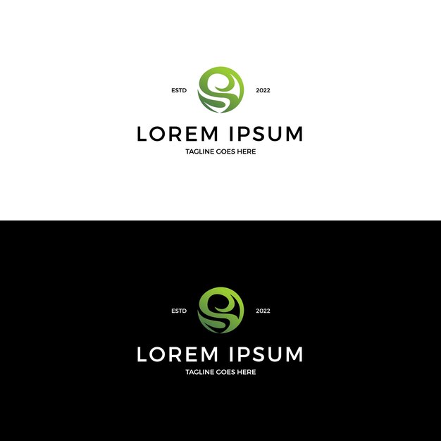 Letra inicial s con inspiración en el diseño del logotipo de hojas