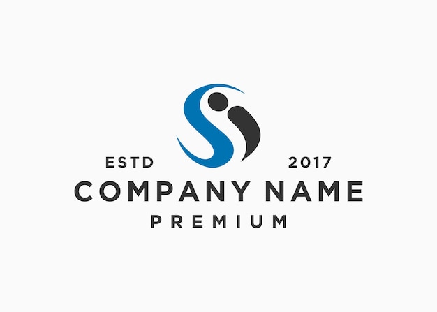 letra inicial si o es plantilla de ilustración vectorial de diseño de logotipo