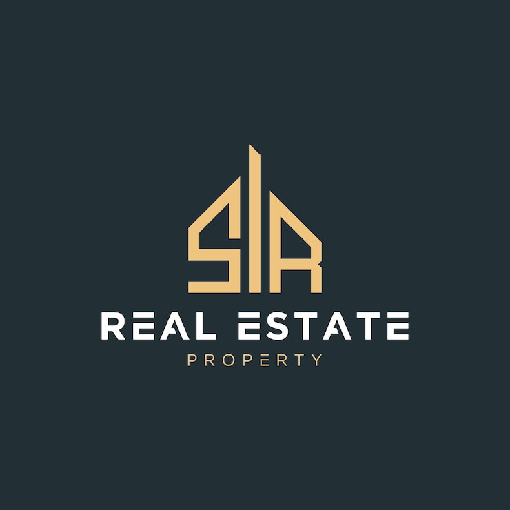 Vector letra inicial sr bienes raíces agente inmobiliario construcción de propiedades casa construcción o remodelación de viviendas