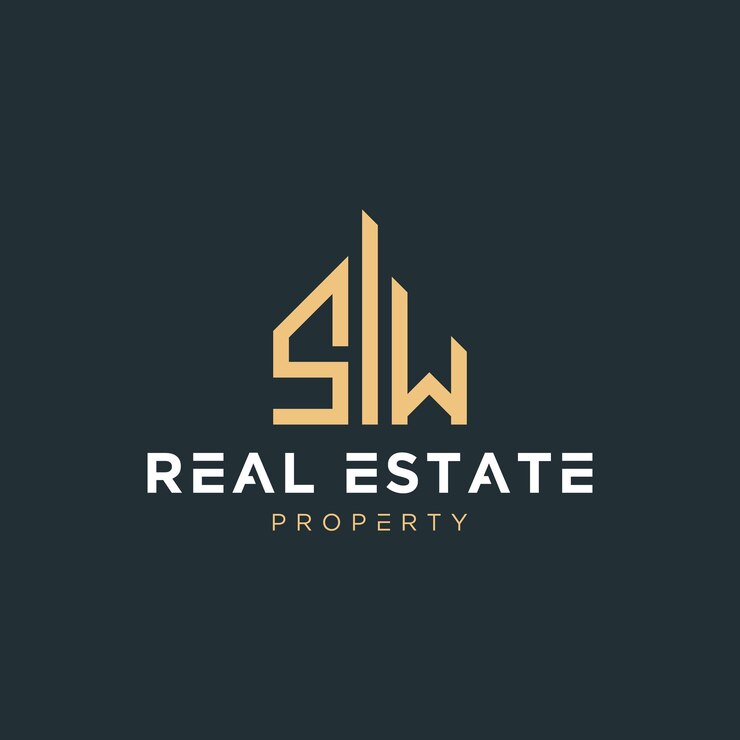 Vector letra inicial sw agente inmobiliario construcción de propiedades casa construcción o remodelación de viviendas