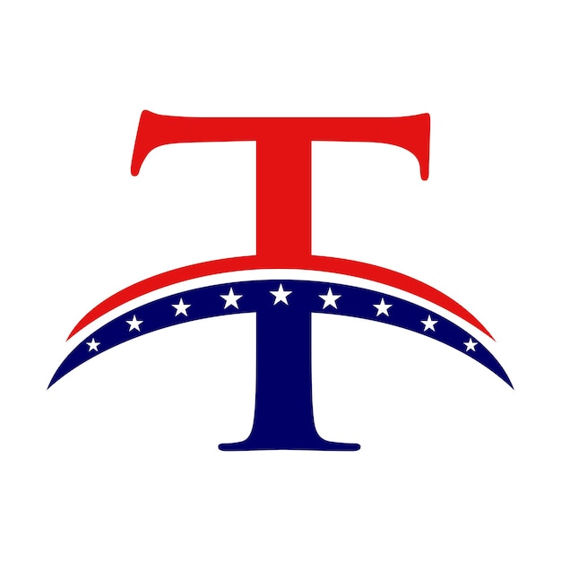 Letra inicial T Logotipo estadounidense para empresa corporativa y firma de empresa Plantilla de logotipo estadounidense de EE. UU.