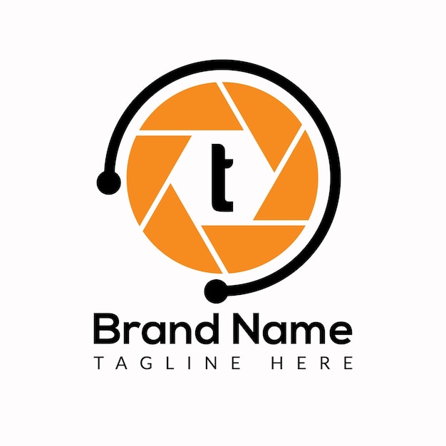 Letra inicial T Logotipo de fotografía Concepto de lente de cámara. Fotografía Logotipo Combinado T Carta Cámara