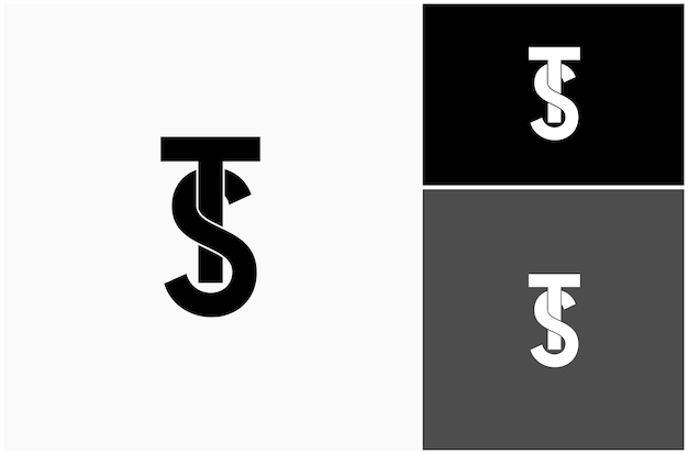 Letra inicial TS ST Monograma Font Letra sencilla Minimalista Diseño de logotipo vectorial Ilustración