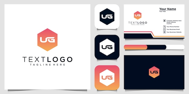 Letra inicial u y g para inspiración en el diseño de logotipos y tarjetas de visita