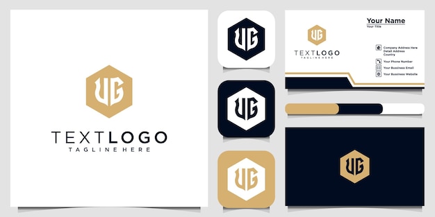 Letra inicial U y G para inspiración en el diseño de logotipos y tarjetas de visita