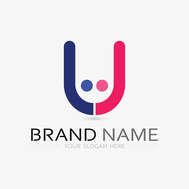 Letra inicial U logo negocio y diseño icono vector