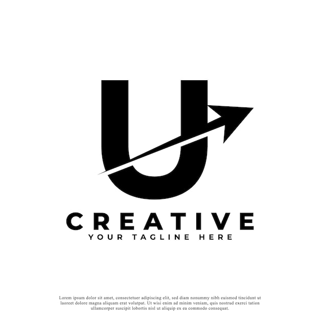 Letra inicial U Logotipo de forma de flecha hacia arriba creativo artístico utilizable para logotipos comerciales y de marca