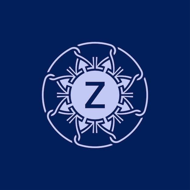 letra inicial única y elegante Z alfabeto círculo emblema ornamental logotipo