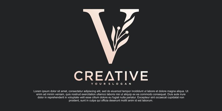 Vector letra inicial v con hermoso diseño de logotipo de monoline de alfabeto floral vector premium