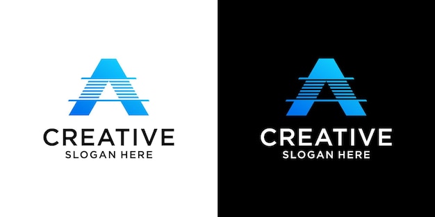 Letra inicial Vector de diseño del logotipo tecnológico A