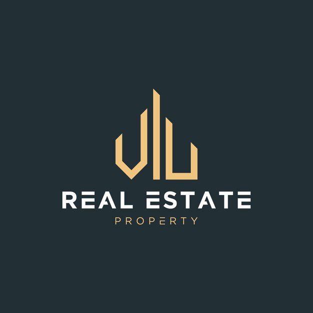 Letra inicial vu bienes raíces agente inmobiliario construcción de propiedades casa construcción o remodelación de viviendas