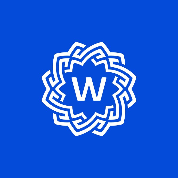 Vector la letra inicial w es el logotipo del marco de círculo ornamental.