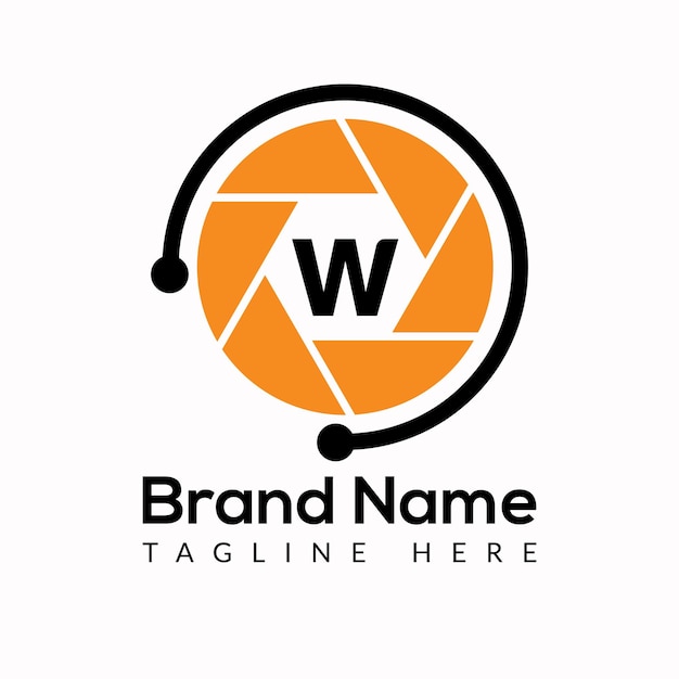 Letra inicial W Logo de fotografía Concepto de lente de cámara. Fotografía Logotipo Combinado W Carta Cámara