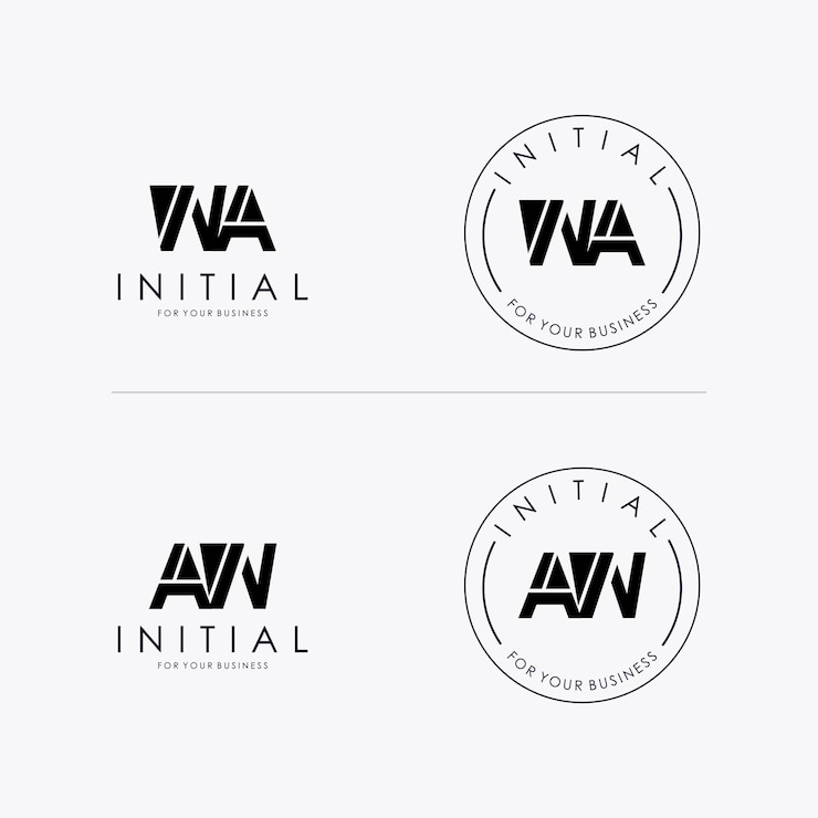 Vector la letra inicial wa aw diseño del logotipo simple aislado en fondo blanco utilizable para negocios y brandi