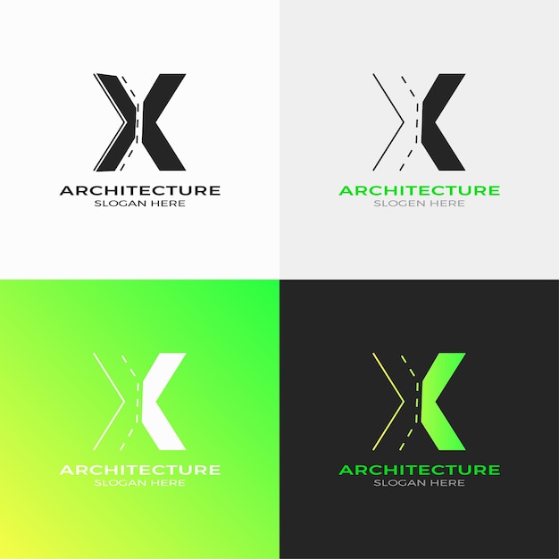 Letra inicial X para diseño de logotipo de arquitectura, descarga gratuita de vectores