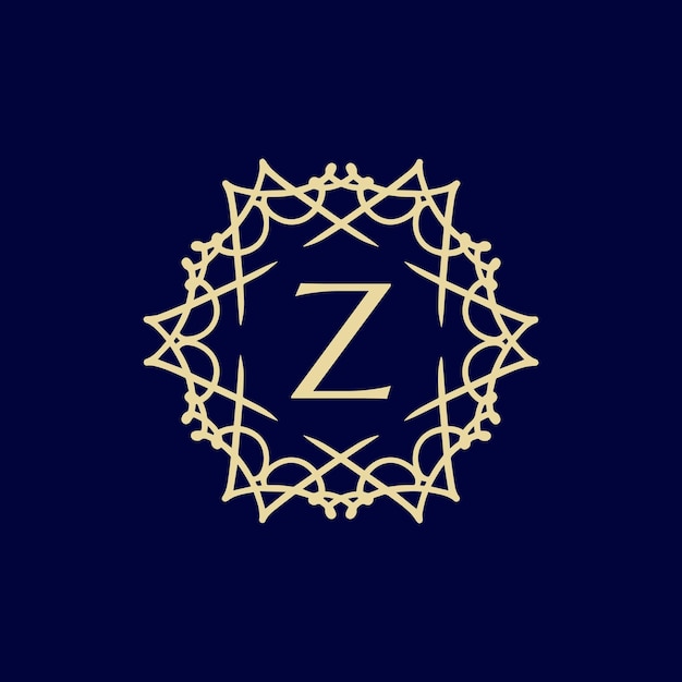 La letra inicial Z es el logotipo del marco de círculo de borde ornamental floral.
