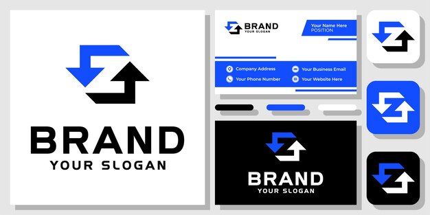 Letra inicial Z flecha reciclar diseño de logotipo moderno geométrico monograma con plantilla de tarjeta de visita