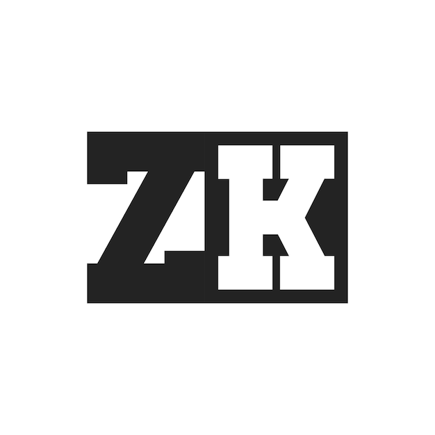 La letra inicial ZK El diseño del logotipo La plantilla del logotipo ZK