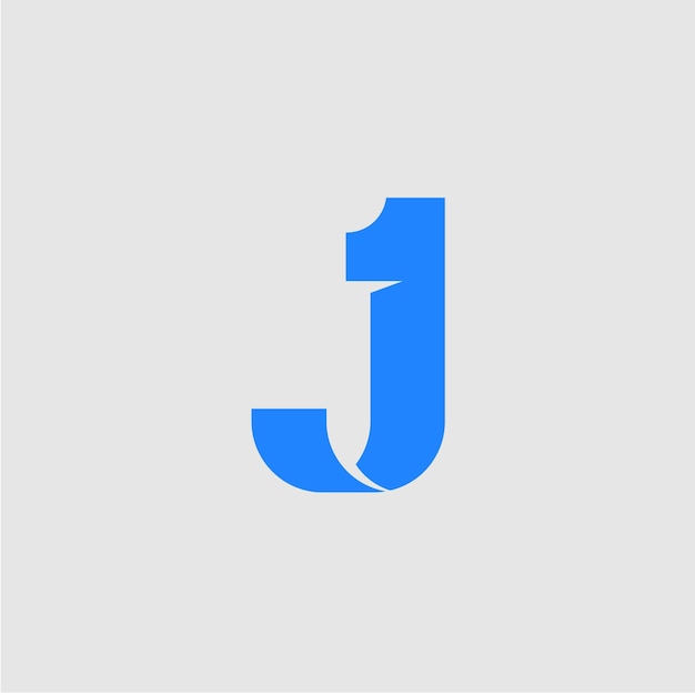 Una letra j azul con un fondo blanco