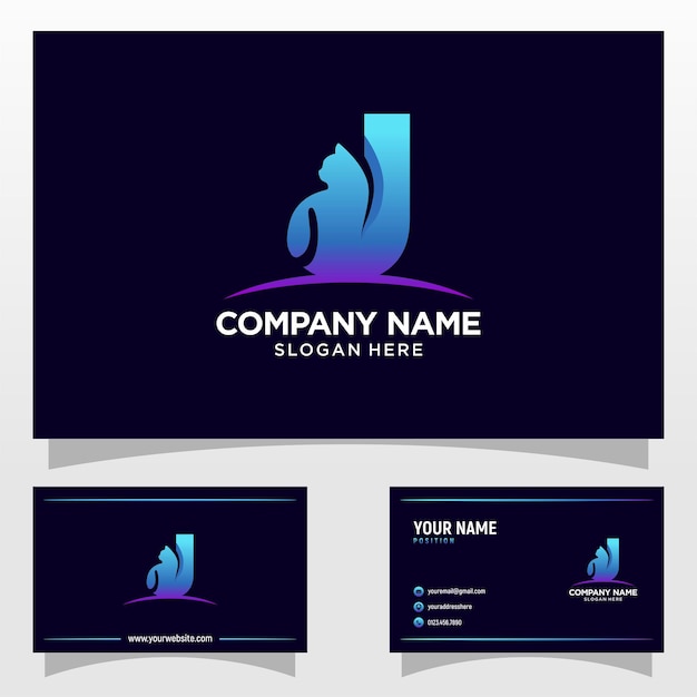 Letra J Cat Logo Design Template Inspiration Vector Illustration