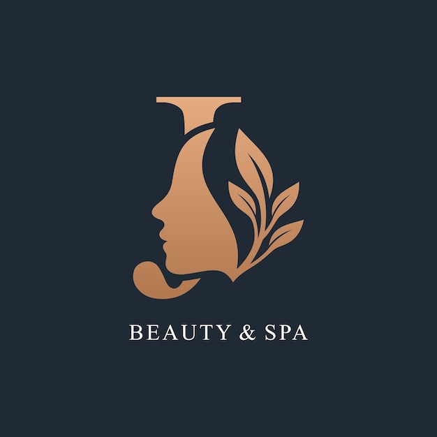 Letra J con diseño de logotipo de belleza concepto único Premium Vector