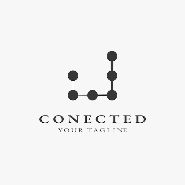Letra J diseño de logotipo simple plantilla conectada negro vector eps 10