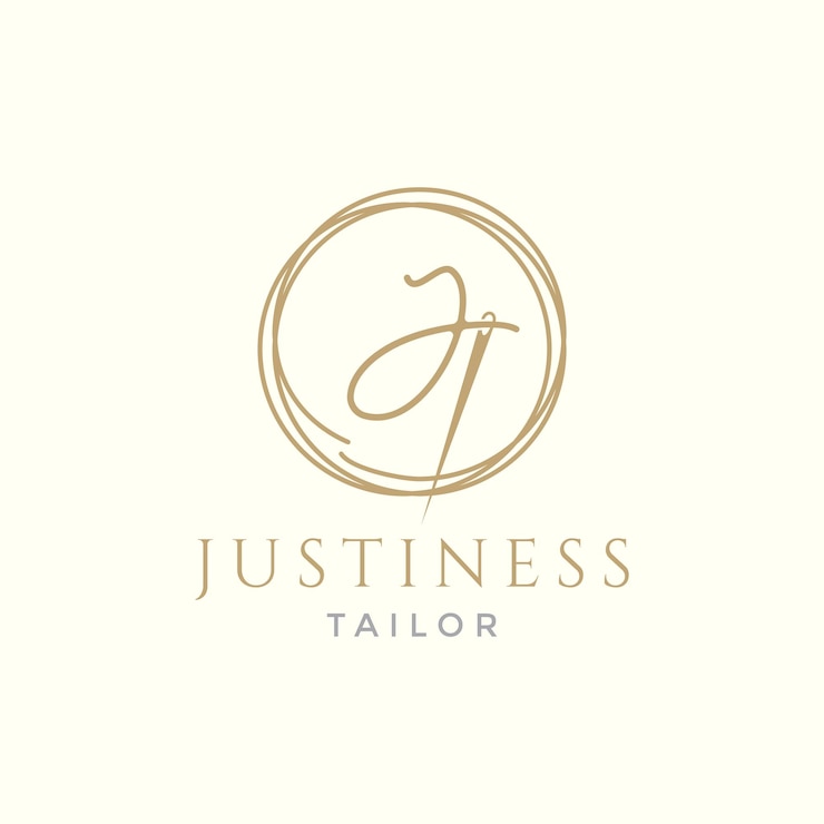 Vector letra j con hilo aguja sastre logotipo diseño vector gráfico símbolo icono ilustración idea creativa