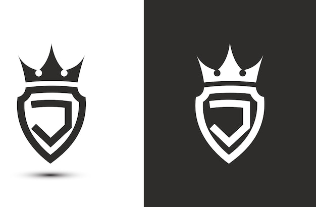 Letra J iniciales logotipo de firma Logotipo elegante icono diseño vectorial Escudo de lujo signo de corona