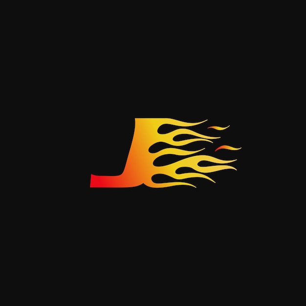 Letra J Plantilla de diseño de logotipo de llama ardiente